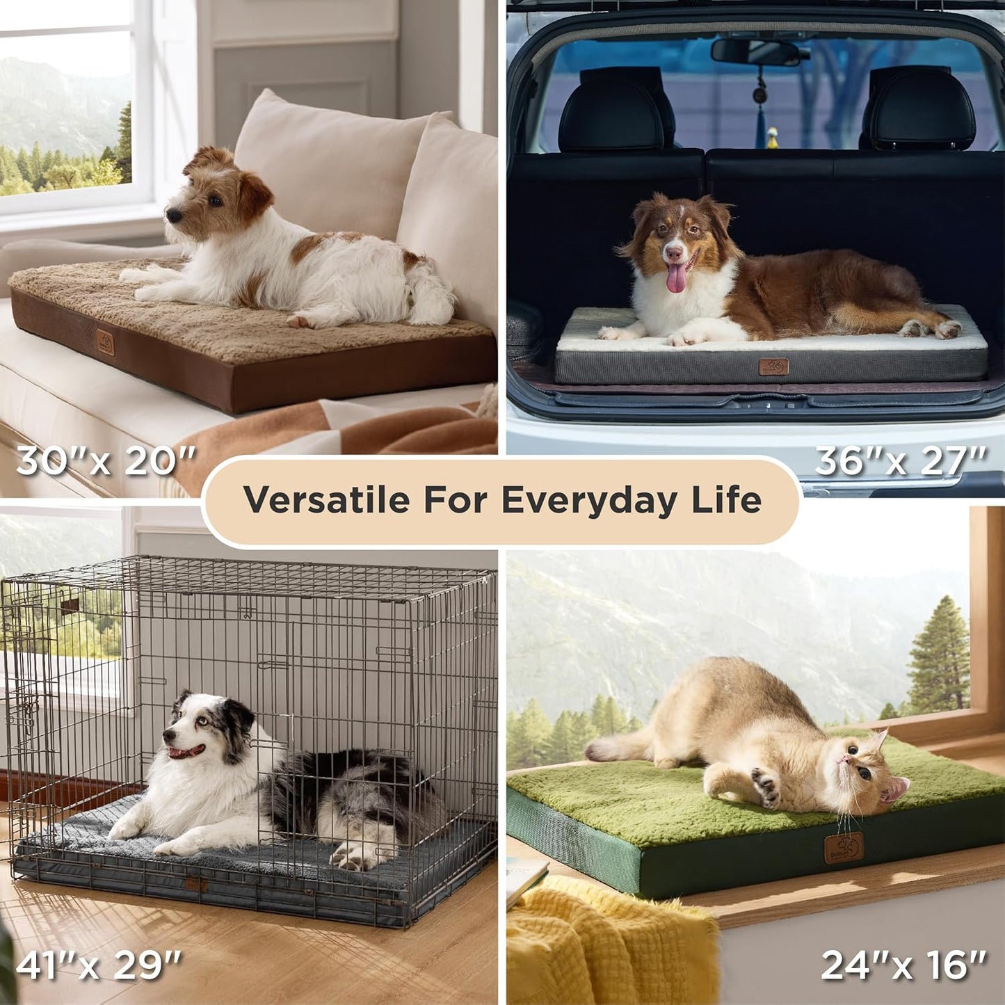 XL Dog Beds Large Sized Dog -Comfy Flat Extra Large Pet Beds with Removable Washable Cover, Orthopedic Egg Crate Foam Mat, Suitable for Pet up to 100 Lbs