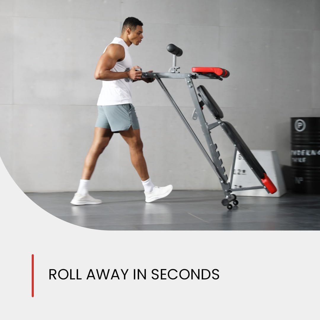Multi-Functional FID Weight Bench for Full All-In-One Body Workout – Hyper Back Extension, Roman Chair, Adjustable Ab Sit up Bench, Incline Decline Bench, Flat Bench